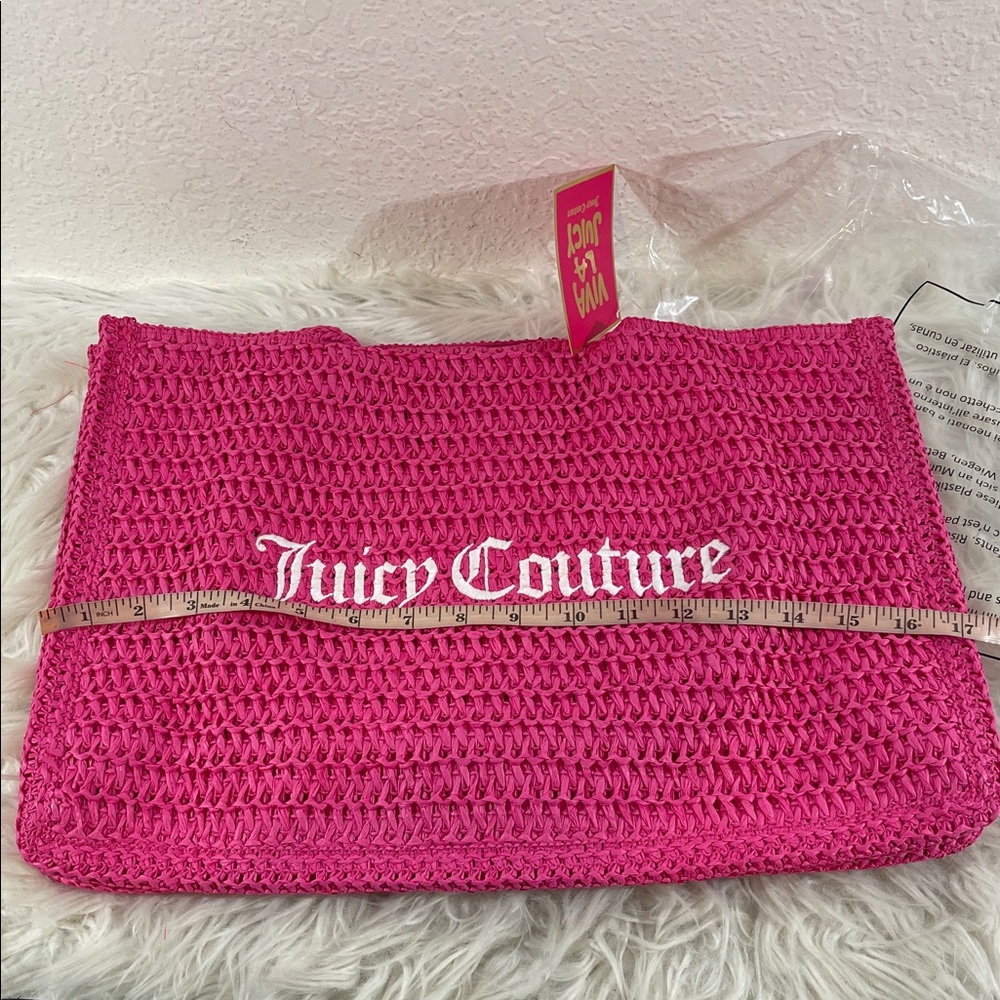 Juicy Couture Pink Weave Straw Tote Bag NWT NEW - Picture 5 of 6